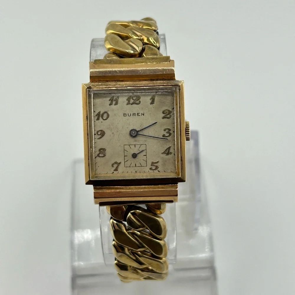 1940s Buren Grand-Prix Men's Square Roman Numeral Wristwatch #616 Working